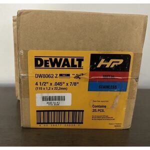25-Pack / Box DEWALT HP Grinding Wheels 4 1/2" x .045" x 7/8" DW8062 Z Type 1